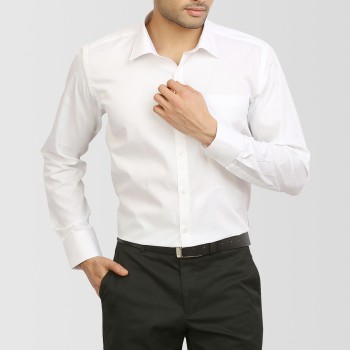 White Solid Regular Fit Formal Shirt